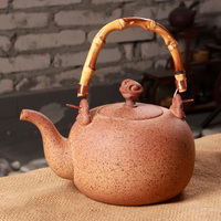 日式新品柴烧煮茶壶紫砂陶壶电陶炉专用烧水壶竹提梁茶器包邮正品
