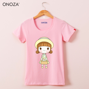 夏季新款韩国短袖T恤女上衣 可爱学生修身百搭粉色半袖体恤女装潮
