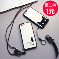 萌猫咪iphone6s手机壳挂绳硅胶创意个性苹果6plus保护套5s女情侣