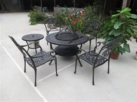 户外铸铝桌椅烧烤套件休闲室外田园五件套装组合庭院花园铁艺家具
