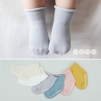 W143韩国进口正品卷边婴儿童袜子 男女宝宝棉质松口 春秋睡眠短袜
