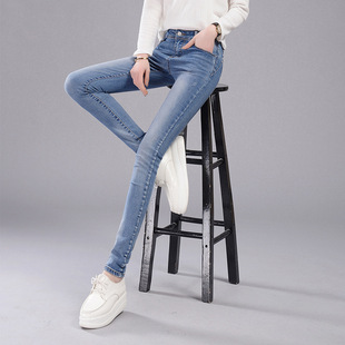 2016秋季新款韩版女式弹力牛仔裤显瘦铅笔裤中腰紧身长裤