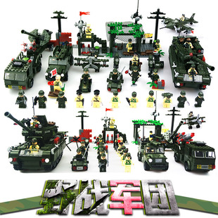 启蒙积木军事系列儿童益智玩具拼插飞机拼装坦克模型6-8-12岁礼物