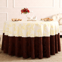 高档加厚棉感欧式酒店台布餐桌布圆桌桌布定做茶几桌布米白色褐色