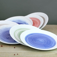 爆款麦田怪圈手绘陶瓷盘子高温白瓷餐具套装特色彩绘个性创意平盘