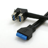 USB3.0前置面板线 19/20PIN转台试机主板 带固定脚 二口 转接线