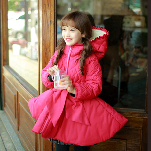 冬季新款亲子新年韩版儿童保暖外套女童加绒加厚连帽棉衣宝宝棉服
