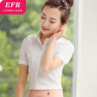 EFR 2015夏季新款女装 韩版雪纺衫 娃娃领短袖女衬衫 短袖女衬衣