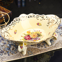 欧式果盘套装陶瓷水果盘创意客厅家居美式现代装饰品茶几摆件大号