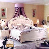 奢华法式田园软靠真皮床储物实木床公主床欧式新古典床婚床双人床