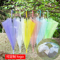 伊玛丽a102新款彩虹色透明雨伞时尚创意直柄广告伞晴雨伞礼物礼品