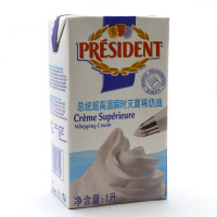 法国原装进口总统淡奶油高温灭菌动物性裱花鲜奶油稀奶油1L*6盒