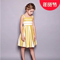 HERROYAL 黄色条纹可可西里连衣裙度假裙沙滩裙礼服裙 亲子现货