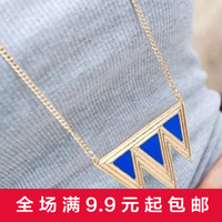 韩国简约朋克夸张波浪热卖几何三角形滴油长款毛衣链个性项链礼品