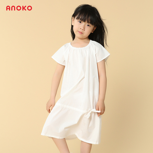 手作经典|ANOKO夏季新款日系纯棉本白色两穿连衣裙
