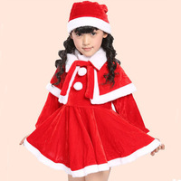 幼儿宝宝圣诞套装儿童圣诞节老人带帽女童长袖连衣裙三件套演出服