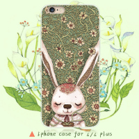 手绘绿藤兔 创意苹果5s iphone6 plus case 手机壳 全包浮雕软壳