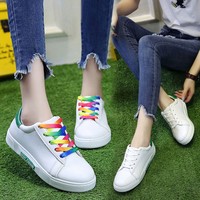 2016韩版女鞋夏季运动鞋女休闲鞋厚底板鞋系带小白鞋学生跑步鞋潮