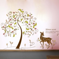 彩色秘密树墙贴客厅沙发电视背景墙壁贴画儿童房间幼儿园卡通装饰