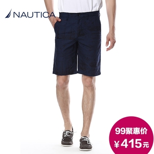 【99聚价415元】NAUTICA/诺帝卡男 15年春棉麻休闲短裤BC32078 EC