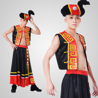 彝族男款少数民族舞台表演服苗族黎族民族舞蹈服装壮族苗族服成人