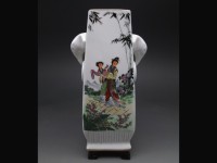 七十年代 淄博美术陶瓷厂 博山陶瓷厂  淄博老美陶 名家手绘赏瓶