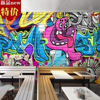 个性街头涂鸦砖墙壁纸餐厅网咖背景墙休闲奶茶店酒吧网吧ktv墙纸