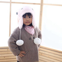 2015新款儿童护耳帽子卡通绒球帽兔兔帽子冬季可爱毛绒帽男女帽子