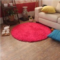 纯色雪尼尔地毯客厅茶几卧室床前地毯浴室防滑圆形瑜伽地毯可定制