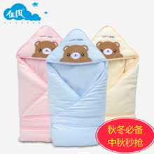 婴儿用品秋冬季加厚童睡袋初生婴幼儿抱被天鹅绒宝宝纯棉可拆包被