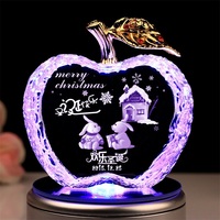创意水晶苹果摆件圣诞节礼物送女友老婆女生生日个性照片刻字实用
