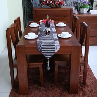 爱绿居 全实木餐桌餐椅 海棠木餐桌椅 长方形餐桌 新中式木质饭桌