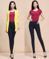 2015秋季新款韩版修身显瘦女士打底裤高档针织牛仔面料