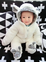 小绵羊羔毛毛哈衣新生婴儿连身衣加厚棉衣冬季宝宝连体造型外出服