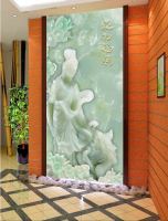 3D立体玄关走廊挂画背景墙纸客厅无纺布壁纸玉石浮雕中式家和福顺