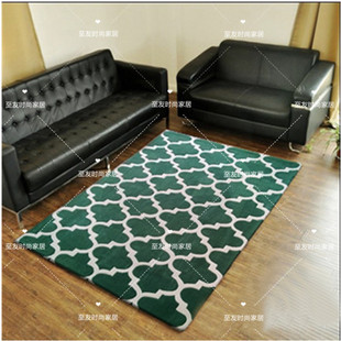 创意菱线几何网格时尚经典个性简欧绿地毯客厅北欧茶几沙发办公