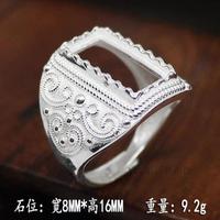 批发S925纯银戒指空托女戒托定制个性银饰镶嵌琥珀尼泊尔工艺指环