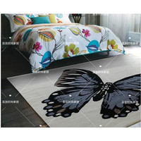 热销时尚现代个性创意蝴蝶白灰中式简约大地毯客厅床尾加厚定制
