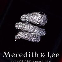 Meredith&Lee 韩国珠宝级镶钻超闪三层蛇形百搭奢华锆石戒指指环