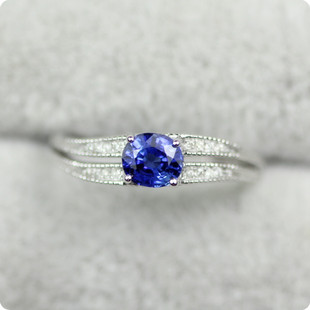 瑞拉珠宝 18K白金超美斯里兰卡蓝宝石戒指 皇家蓝 彩色宝石定制