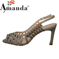 Amanda/艾曼达专柜新款女士凉鞋格力特细带鱼嘴鞋细跟时尚高跟鞋