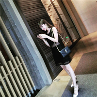 小潘潘 2015夏装新款欧美气质名媛风高腰网纱包臀蕾丝连衣裙L5209