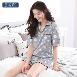 梦之腾2017韩版睡衣女士夏季纯棉短袖短裤卡通可爱套头家居服套装