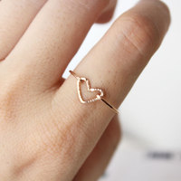 《云之金》---“浪漫爱心”---手工戒指 细戒指 14K包玫瑰金 指环