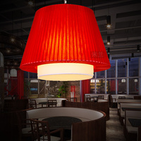 新中式布艺吊灯红灯笼火锅店茶楼餐厅仿古典灯具过道玄关羊皮灯饰