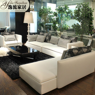 逸流时尚丝光大户型布沙发组合客厅U型布艺沙发家具米兰风格805