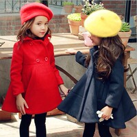 亲子装女童冬装韩国版新款童装中长款宝宝呢子大衣女大童毛呢外套