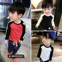 男宝宝打底衫体恤 童装2015秋装儿童韩版上衣男童纯色长袖T恤G14