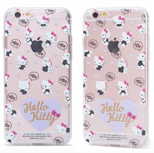 香港代购新款粉色天使hellokitty iphone6s plus全包软壳手机套潮