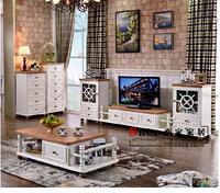 美式地中海客厅茶几电视柜酒柜组合实木成套家具欧式现代组合家具